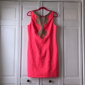 Lilly Pulitzer Pink and Gold Shift Dress